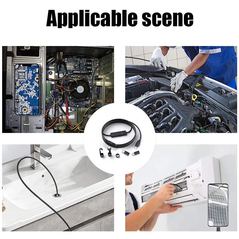 1440p HD Single/Dual Lens Endoscope Camera Android Mini Car Inspection Camera for Iphone Android Waterproof Pipeline Borescope 6