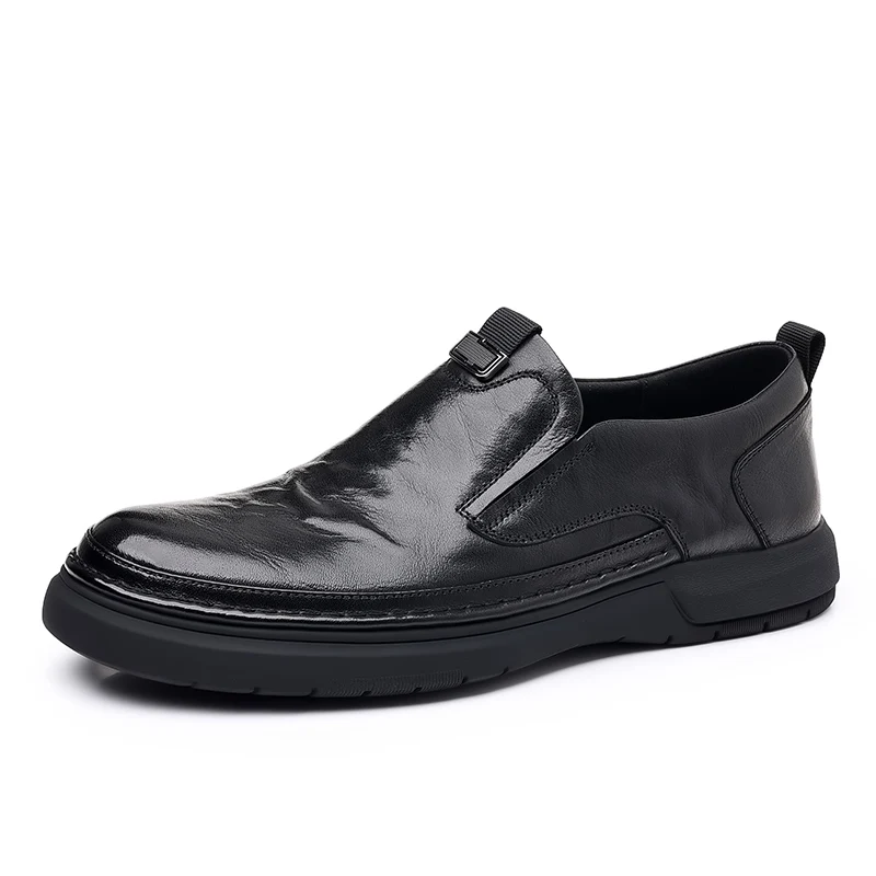 Leisure leather men shoes spring autumn British style slip-on lazy soft sole business loafers