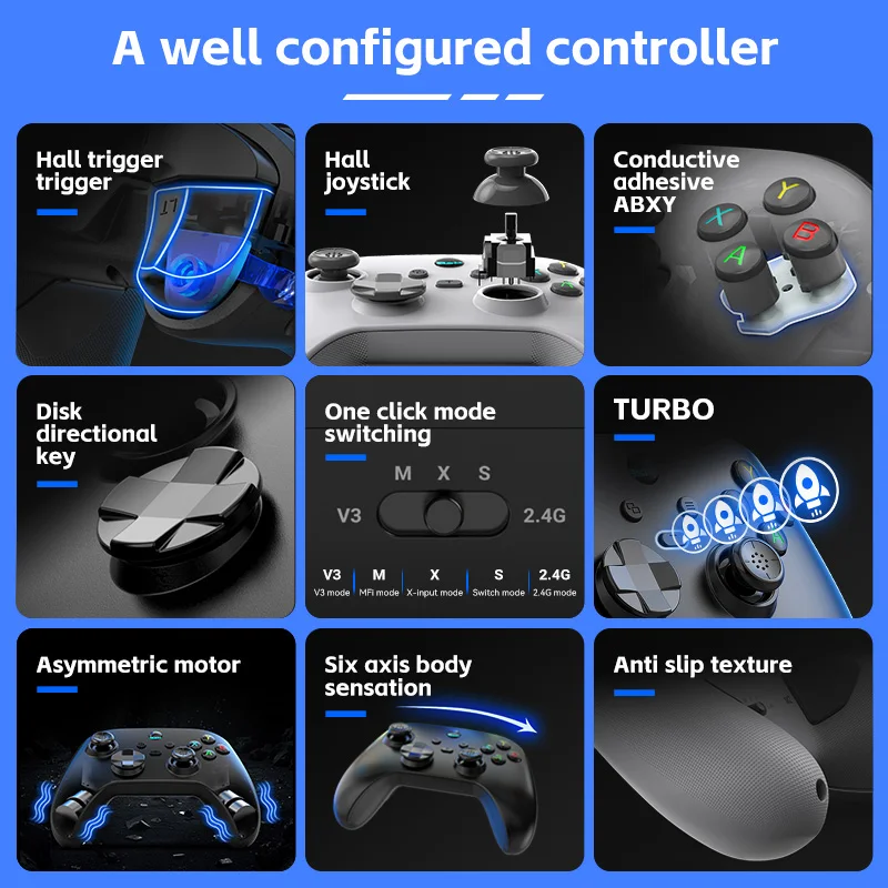 G6 wireless  mobile game controller with Hall trigger and Hall joystick supporting switch/pc/android/IOS - 5