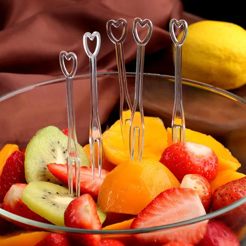 Fruit fork Food picks Food toothpicks 100Pcs Fruit Fork Cake Dessert Food Fruit Pick Children Snack Mini Party Festival Love Tableware Decoration Plastic Toothpick