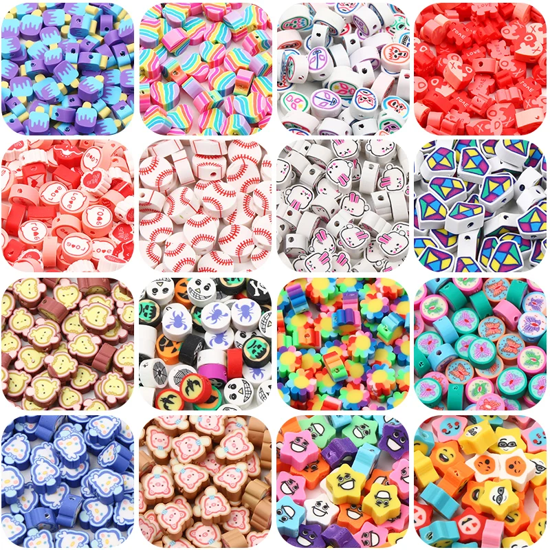 20pcs 10mm Star Polymer Clay Beads Heart Shape Loose Smiling Beads For Jewelry Making Diy Bracelet Necklace Handmade Accessories