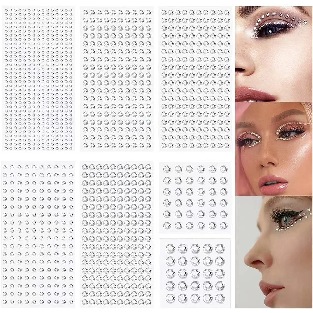 

DIY Shiny Crystal Diamond Sticker, Eye Makeup Adhensive Temporary Tattoo Stickers For Women And Kids Glitter Fake Gems