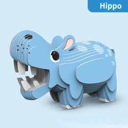 3D Animal Puzzle for Kids - Early Education Toy for Ages 3 - 6 (Hippo)