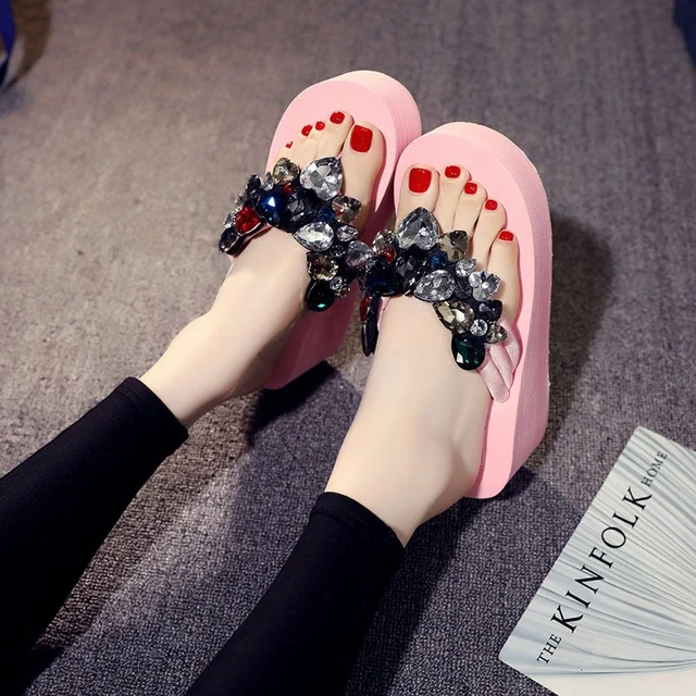 2022 Designer Slippers Fashion Thick Bottom Sandals Rubber Letter  Embroidery Slides Lady Platform Wedges Sandal Beach High Heel Embroidered  Slip On Flip Flops Boot From Ajboots, $41.21