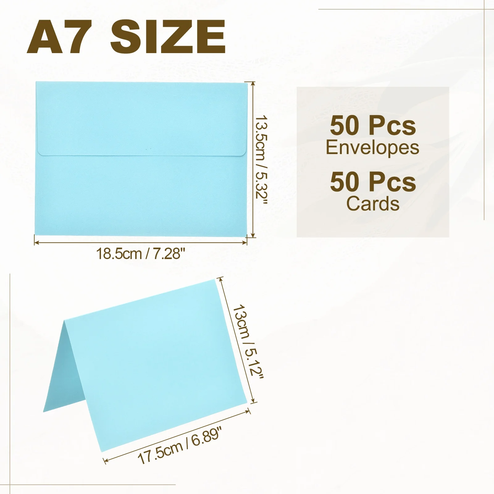 50-Set A7 Self-Seal Envelopes with Folded Cardstock for Invitations and Greeting Cards