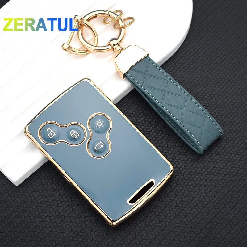 4 Buttons TPU Car Key Case Cover Shell Fob Keychain For Renault Duster Captur Clio Logan Megane 1 2 3 Koleos Scenic