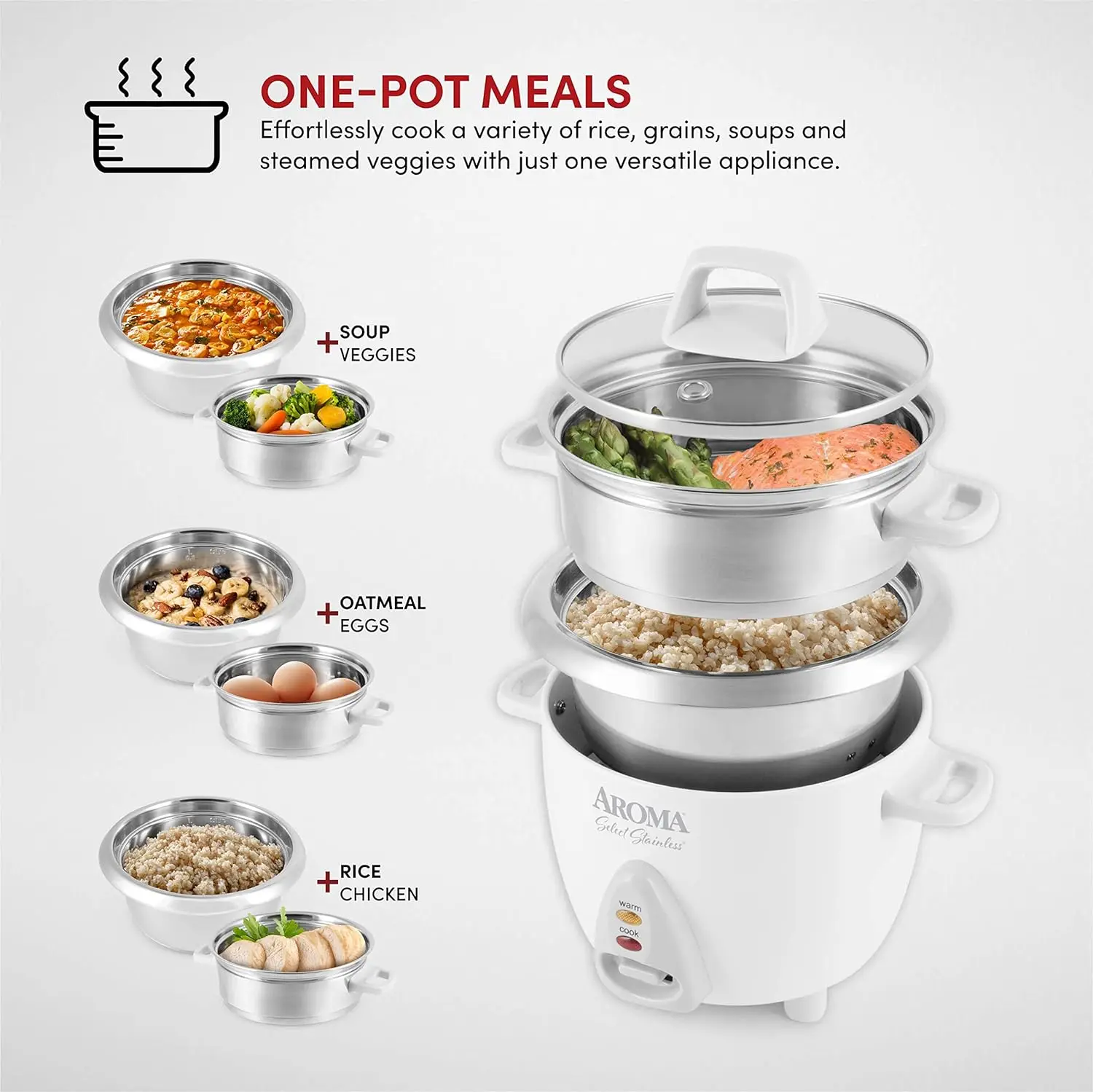 Aroma Housewares 14-Cup (Cooked) Pot Style Rice Cooker and Food Steamer