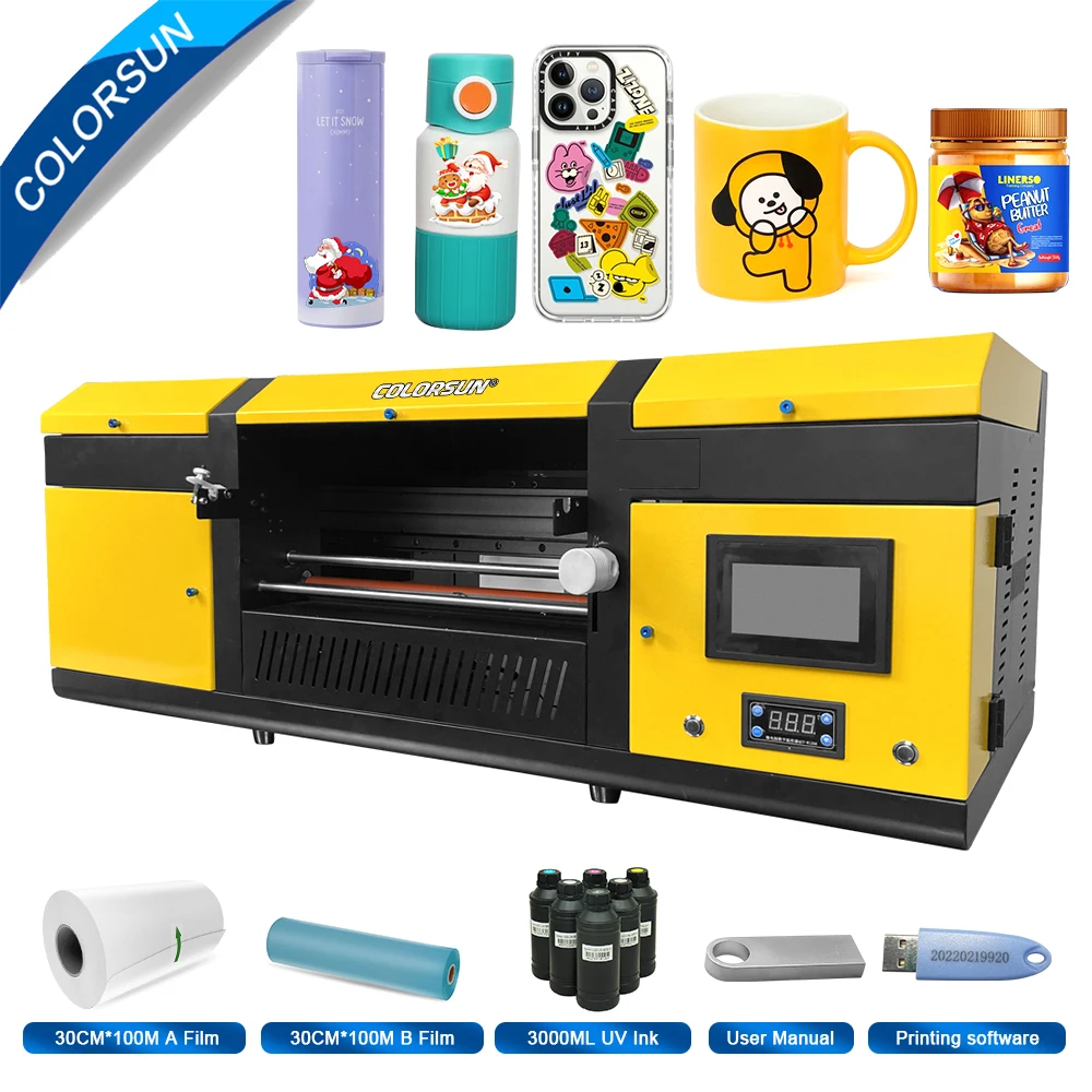 

Чернильный принтер Colorsun UV DTF Cup XP600 UV DTF цифровая печатная машина УФ DTF принтер для наклеек для акриловых бутылок и дерева