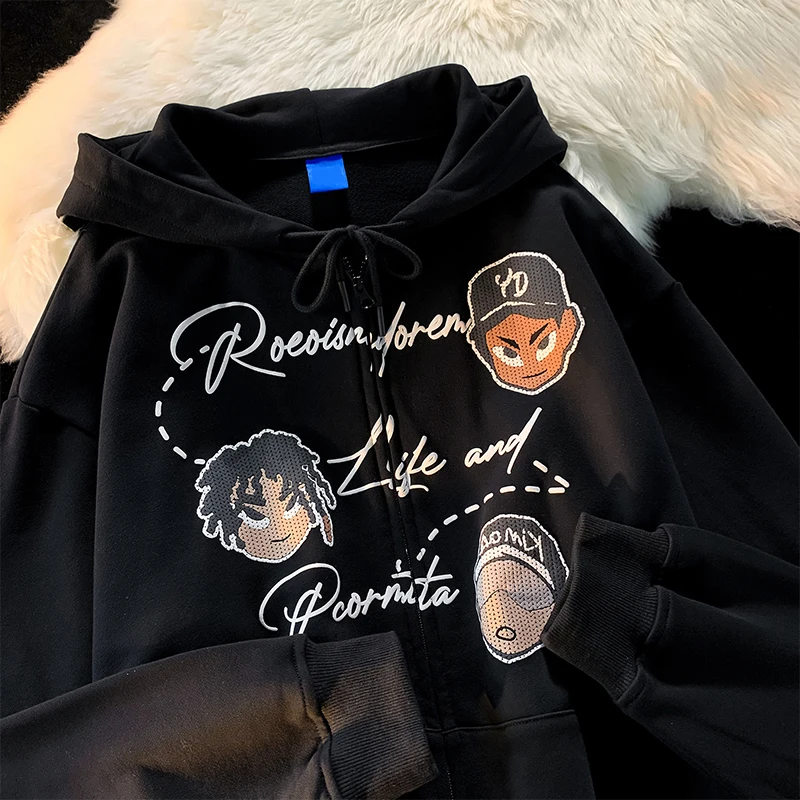 

Y2k Grunge Clothes Sweatshirt Women Punk Sport Loose Coat Anime Gothic Streetwear Long Sleeve Zip Hoodie Korean Fashion