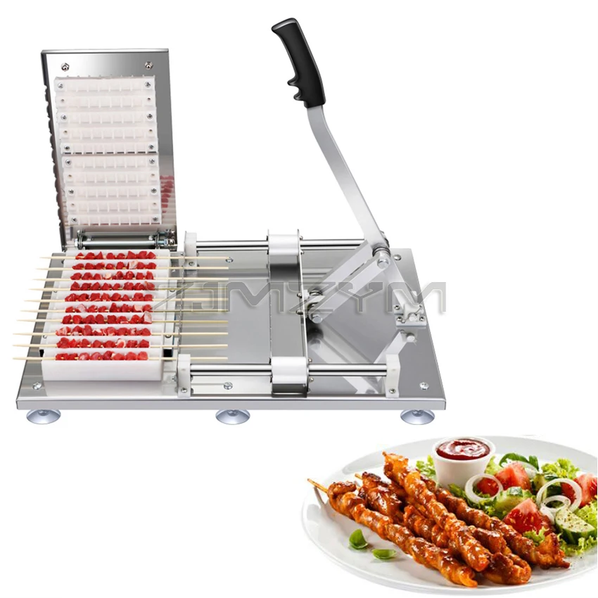 BBQ Meat Skewer Manual Satay Skewer Machine BBQ Stainless Steel Mutton Kebab Lamb Tools Kebab Meat Wear String Machine