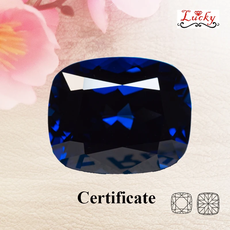 

Lab Grown Sapphire Royal Blue Rectangel Cushion Shape Charm Beads for Diy Jewelry Making Necklace Selectable AGL Certificate