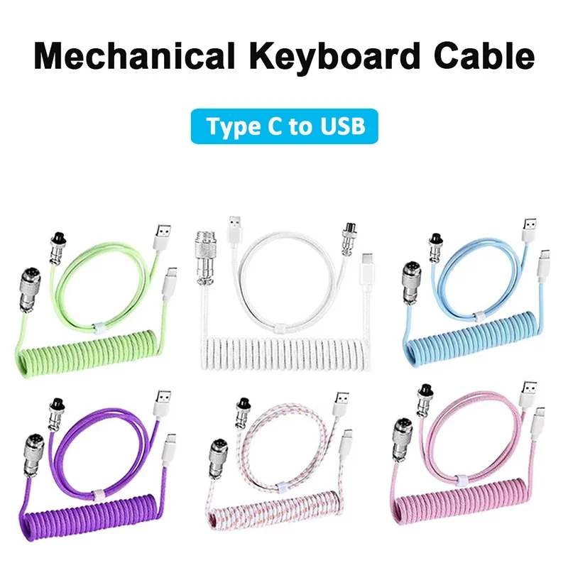 Enhanced USB-C Coiled Aviator Keyboard Cable