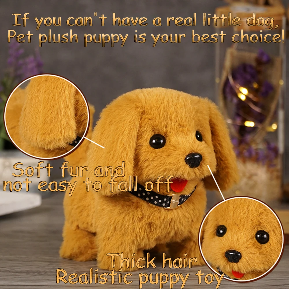 Plush Toys Simulation Electronic Pet Dog Bomei Husky Bichon Stuffed Animal Mobile Tail Wagging Cute Puppy Doll Gift for Kids