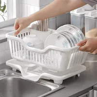 Kitchen Dishes Plastic Storage Drain Basket Drying Utensils Dripping Plate Storage Rack 1