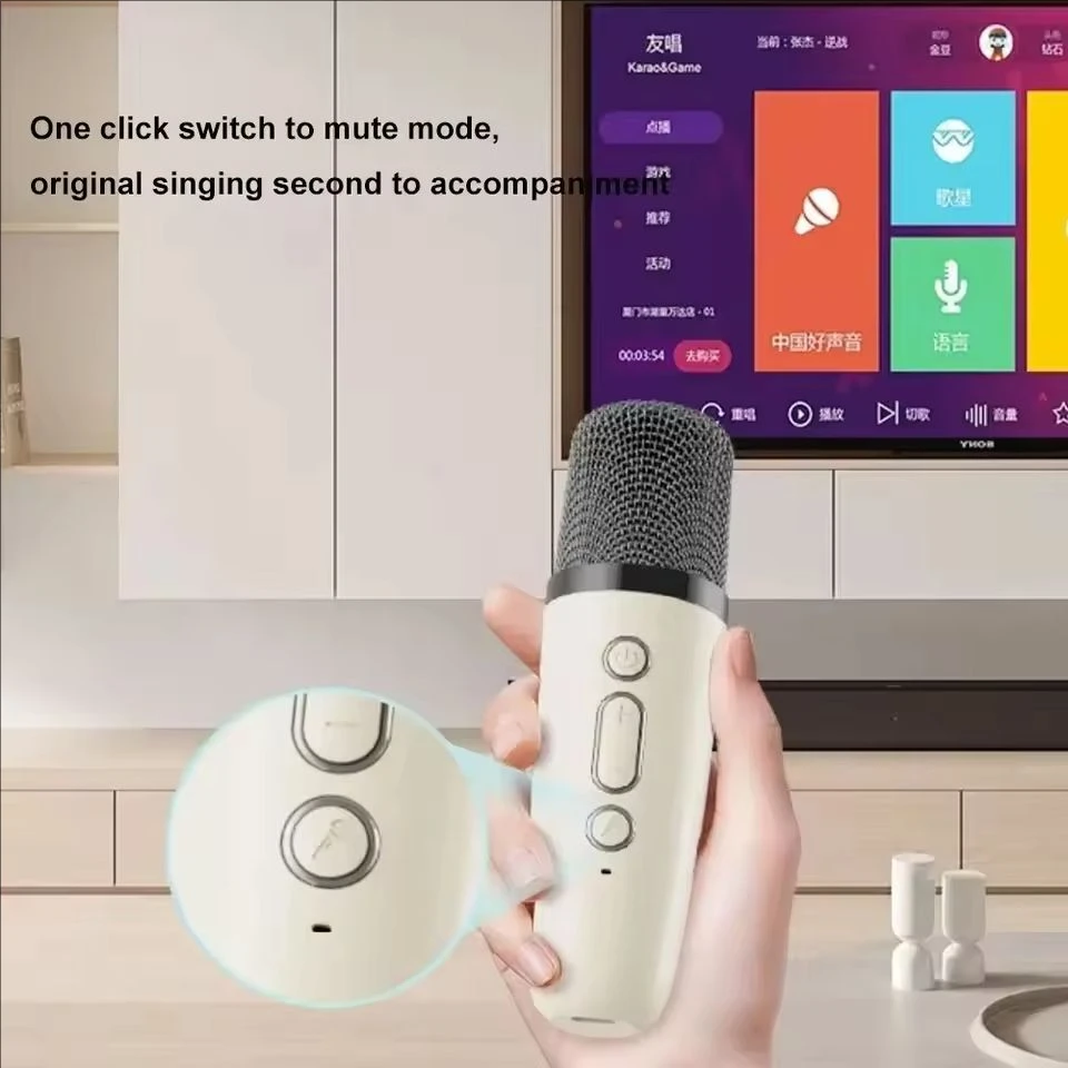 K12 Karaoke Machine Portable Bluetooth 5.0 PA Speaker System with 1-2 Wireless Microphones Home Family Singing Children's Gifts 4