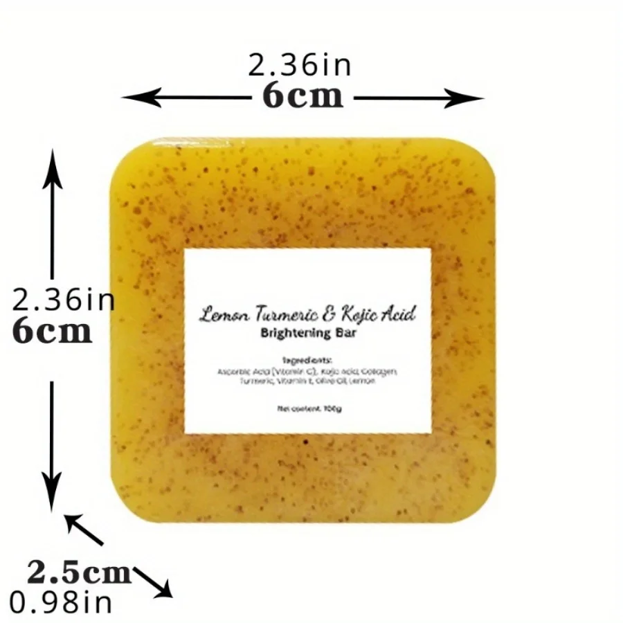Lemon Turmeric Kojic Acid Brightening Soap Deeply Cleansing Glowing Body Rejuvenating Exfoliating Even Skin Tone Handmade Soap