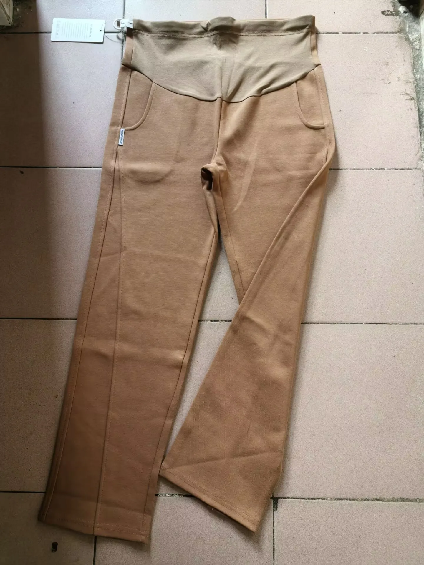 Autumn Maternity Casual Trousers High Waist Striped Patchwork Floor-length Pregnant Woman Wide Leg Pants Loose Pregnancy Clothes 3