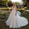 ANGEL Beach Wedding Dresses Appliques Straps V-Neck Bridal Party Gowns Backless Sweep Train robe de mariée fluide Custom Made 1