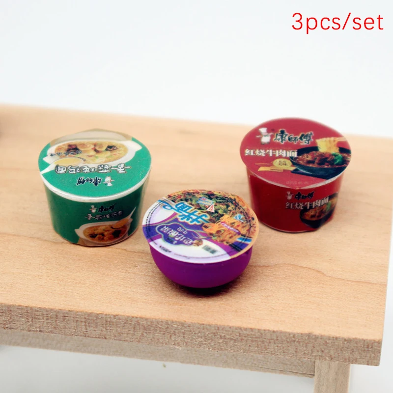 

3Pcs 1/12 Dollhouse Simulation Instant Noodles Dollhouse Miniature Fast Food Model Dolls House Decoration Accessories