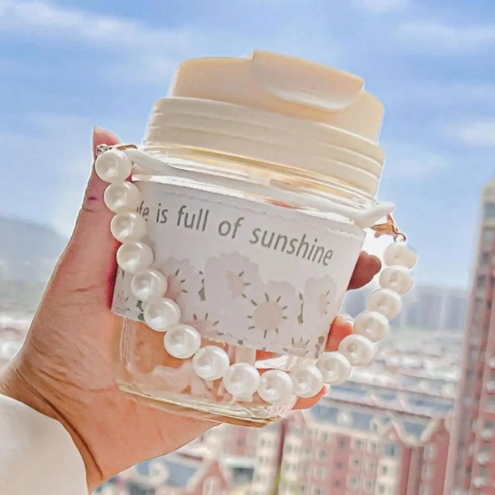 1 PC Glass Pearl Cup with Straw - Summer Drinks and Coffee Mini Gift Set, Perfect Souvenir, Beautiful and Exquisite Gift