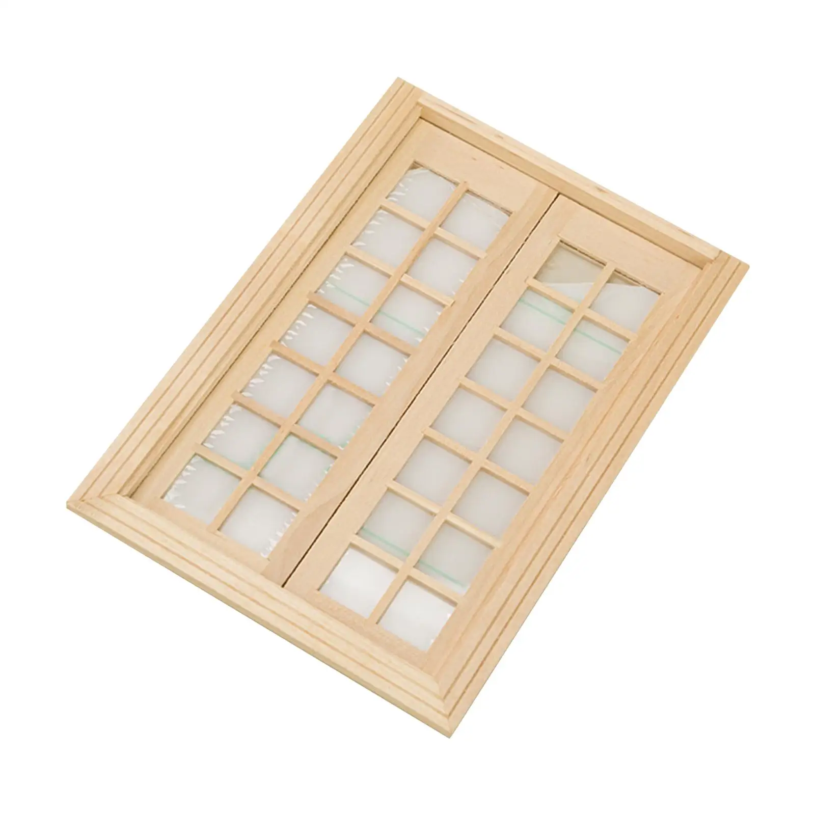 

1:12 Miniature Window Mini House Scene Furniture Crafts Dollhouse Double Door Window for Study Living Room Bedroom Kitchen Decor