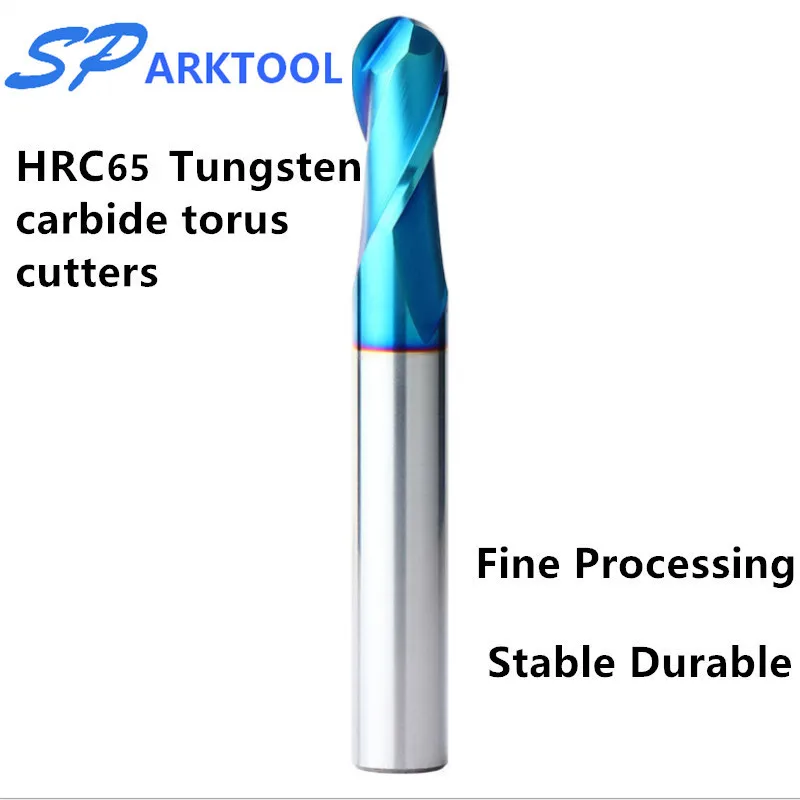 HRC65 볼 노즈 커터 카바이드 엔드 밀 합금 코팅 텅스텐강 절삭 공구, 1 2 4 5 6 8mm, 2 플루트 밀링 커터 CNC
