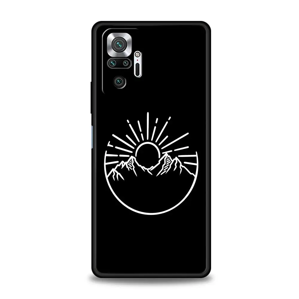 Mountain Scenery Sun & Moon Design Phone Case Cover