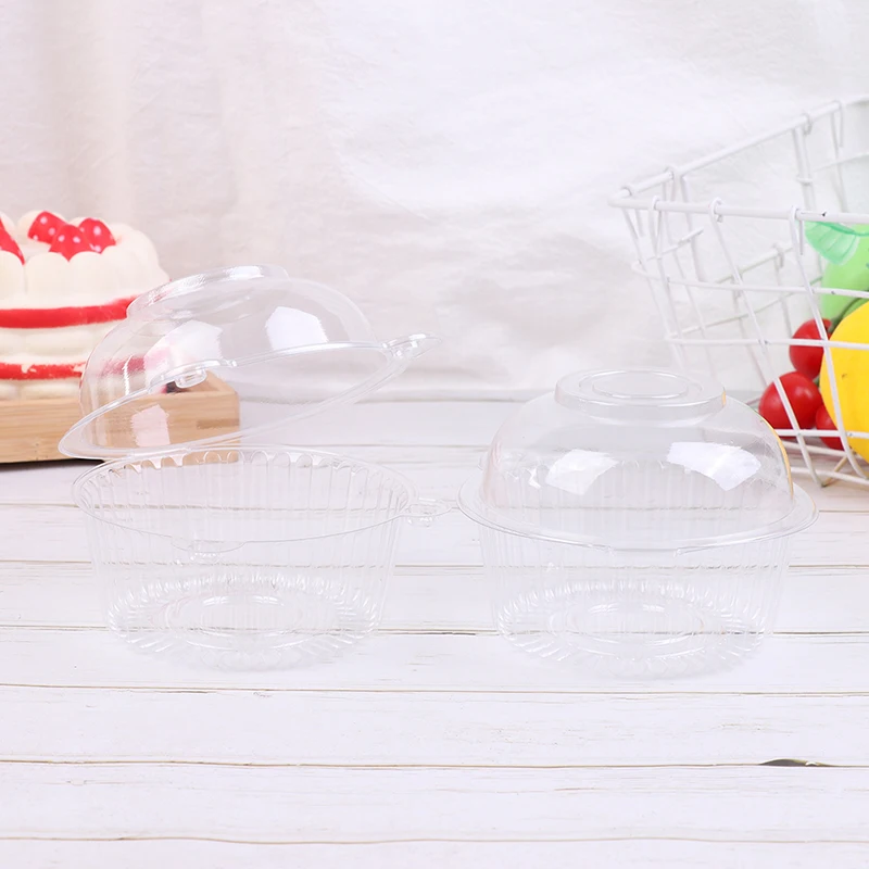 50 cup Plastic Transparent Cake Box Cute Kitten Head Cake Box Cat Ear Blister Packaging PVC Round West Point
