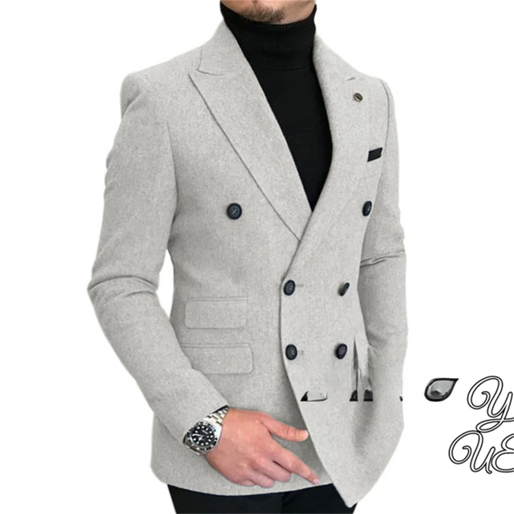 Description Picture 4 of itemDouble Breasted Flip Collar Suit, Men's Slim Fit Jacket, Men's Casual and Fashionable Versatile Suit Top