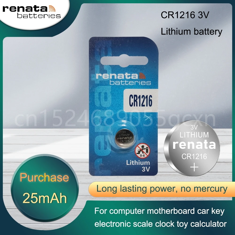 

100% Original RENATA CR1216 CR 1216 DL1216 BR1216 3V Lithium Battery for Remote Control Car Key Watch Toy Button Coin Cell