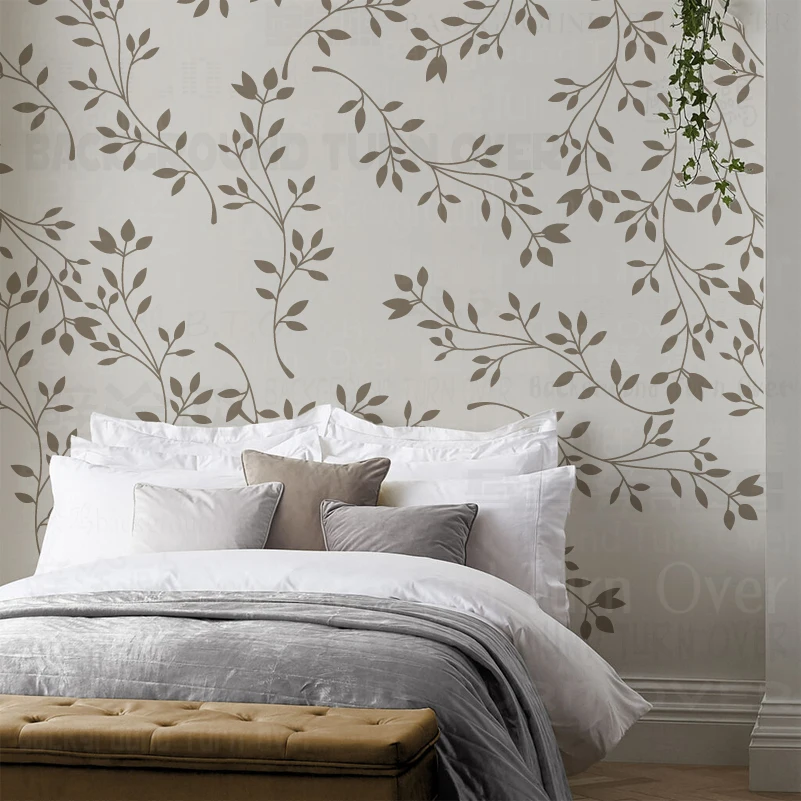 Estêncil Decorativo de Gesso para Decoração de Pintura Putty Template to Paint Decors Furniture Makers Leaf Vine S180 58cm 117cm
