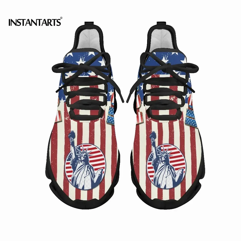 7.4 American Flag Statue Of Liberty Print Flat Shoes For Women Cool Sneaker For Female Spring Summer Woman Footwear