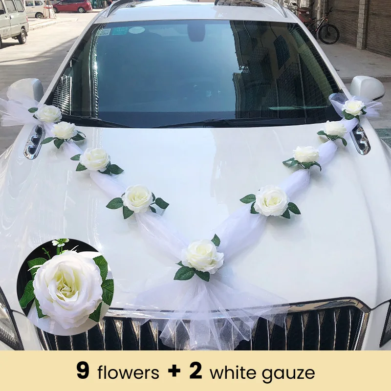 Hochzeit Auto Vorderseite Blume Dekoration Künstliche Blumen mit Band Braut  Auto Dekorationen Party-Events Zubehör - AliExpress