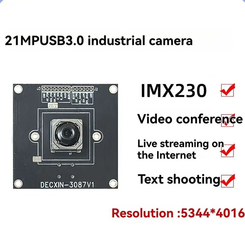 【지금 구매하세요】USB3.0 21MP IMX230 HD 산업용 카메라 5344X4016 80도 자동 초점 카메라 AF 모듈 드라이버가 필요 없는 카메라 모듈
