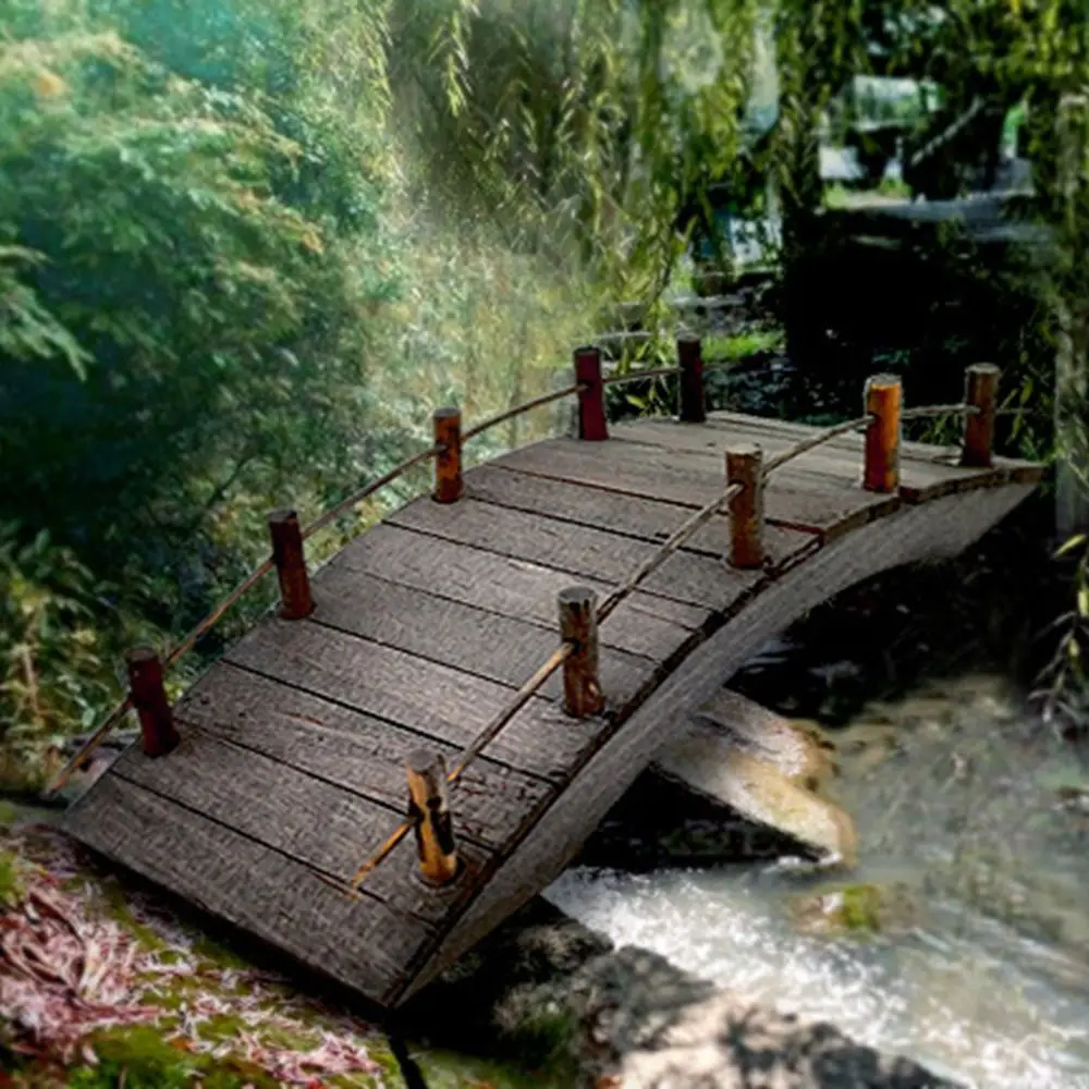 Miniature Chicken Coop Wood Arch Bridge Outdoor Scene Model Micro Landscape Fairy Garden Decor Dollhouse Decoration Accessories 2