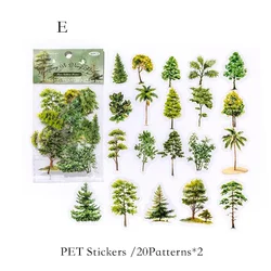 Nature - Themed Colorful Tree Stickers Set - DIY Scrapbooking & Diary Decor Stationery Pack (40 Pieces) (E)