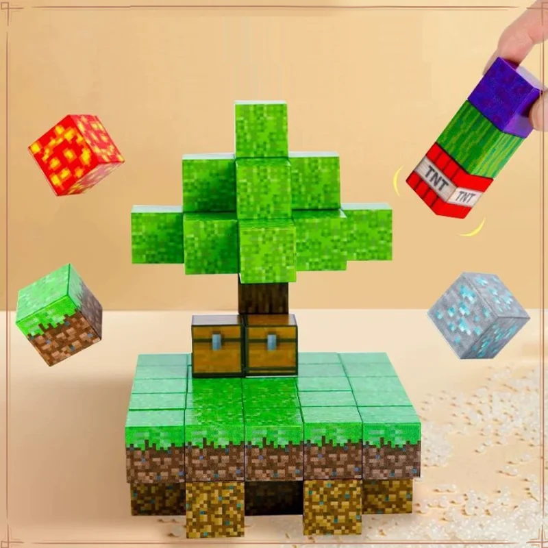 50-400 Uds. Bloque de construcción magnético de mina, juego de cubos magnéticos del mundo para niños y niñas, modelo DIY, juguete sensorial para niños, regalo de Navidad - Imagen 4