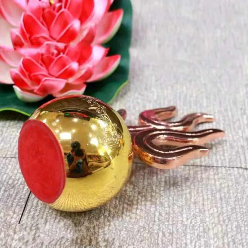 Tibetan King Torch with Pearl Magic, Pure Copper, Fireball Color, Gold Ground, Buddhist Tools, Ksitigarbha Accessory
