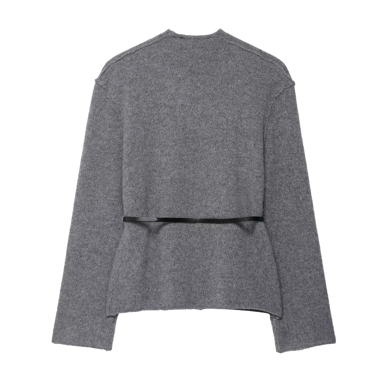 Women Spring Fashion Solid Color Cardigan With Belt Female Crochet Knitting Sweater Jacket Lady Chic Long Sleeve Coat Chic Tops