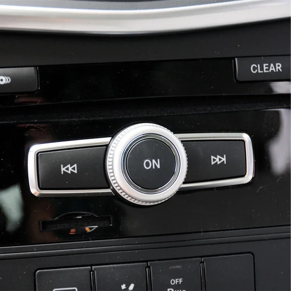 자동차 멀티미디어 볼륨 라디오 ON 버튼 커버 트림 스티커 데칼 For Mercedes Benz A B C E GLA CIA ML GL SLK W176 W246 W204 W212