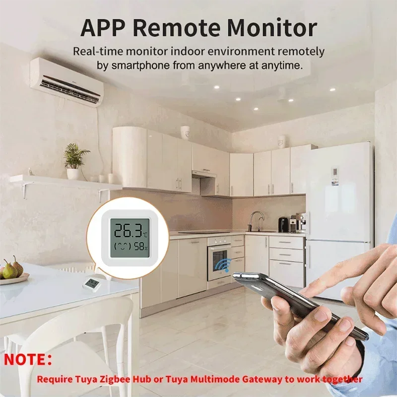 Temperature Humidity Sensor Tuya Zigbee Temperature Humidity Sensor Mini LCD Digital Display SmartLife APP Remote Monitoring Indoor Thermometer Hygrometer