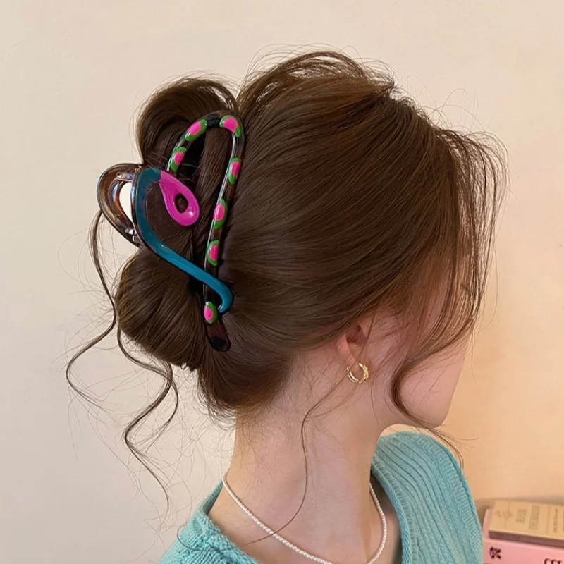 Herzförmige Haarklammer – glänzende Tropfglasur, zweifarbige Emaille, starker Halt für niedrigen Dutt und Pferdeschwanz, Damen-Haar-Accessoire
