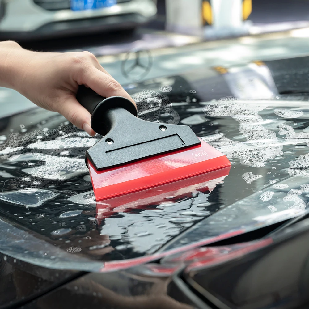 Car Glass Cleaning Scraper Rubber Blade Wiper 70/80/90A FOSHIO Window Tinting Windshield Protection Vinyl Film Install Squeegee