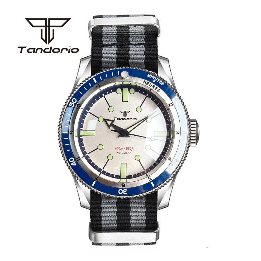 Tandorio Double Domed Sapphire Crystal 20bar 40mm Automatic Watch for Men NH35A PT5000 Movement 120 Clicks Bezel Luminous Dial
