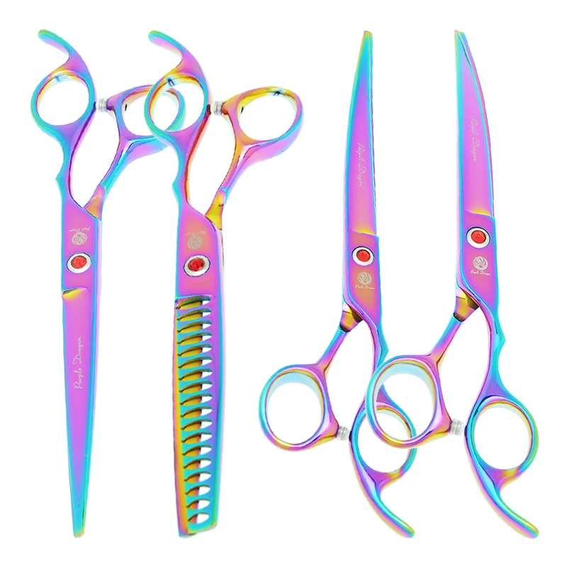 

Фиолетовый дракон 7,0 "ножницы для ухода за домашними животными прямые изогнутые ножницы для стрижки собак Ножницы Для Стрижки рыбьей кости инструмент для красоты животных B0018B