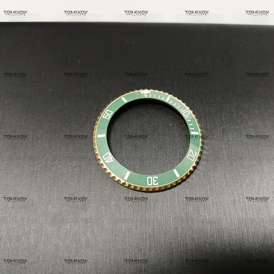 Inserto lunetta ceramica per orologio, diametro 38 mm, base verde nera