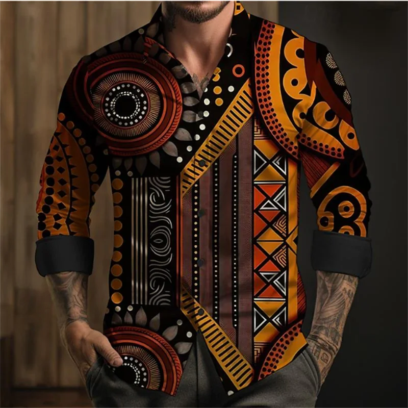 Men's Retro Gothic Popular Shirt Tops Button Up Fashion Colorful Casual Outdoor Button Up Shirt Tops Designer Design New Style punk pu studded belt for women retro gothic punk y2k waist strap designer luxury brand female jeans trouser decorative waistband