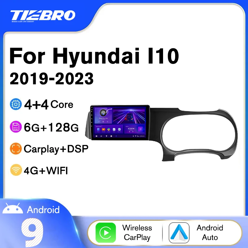 

TIEBRO P1 Carplay Android 10 Car Radio For Hyundai I10 2019-2023 6+128G Multimedia Video Player Navigation GPS Headunit NO DVD