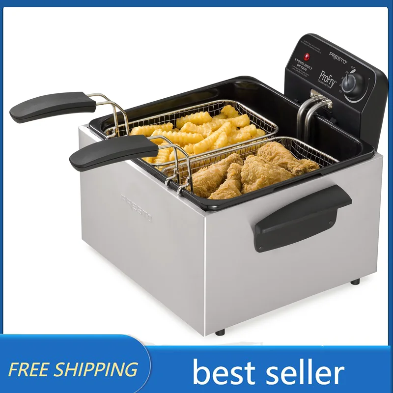 

Home Kitchen Appliances Presto Stainless Steel Dual Basket Pro Fry Immersion Element Deep Fryer 05466, Air Fryer