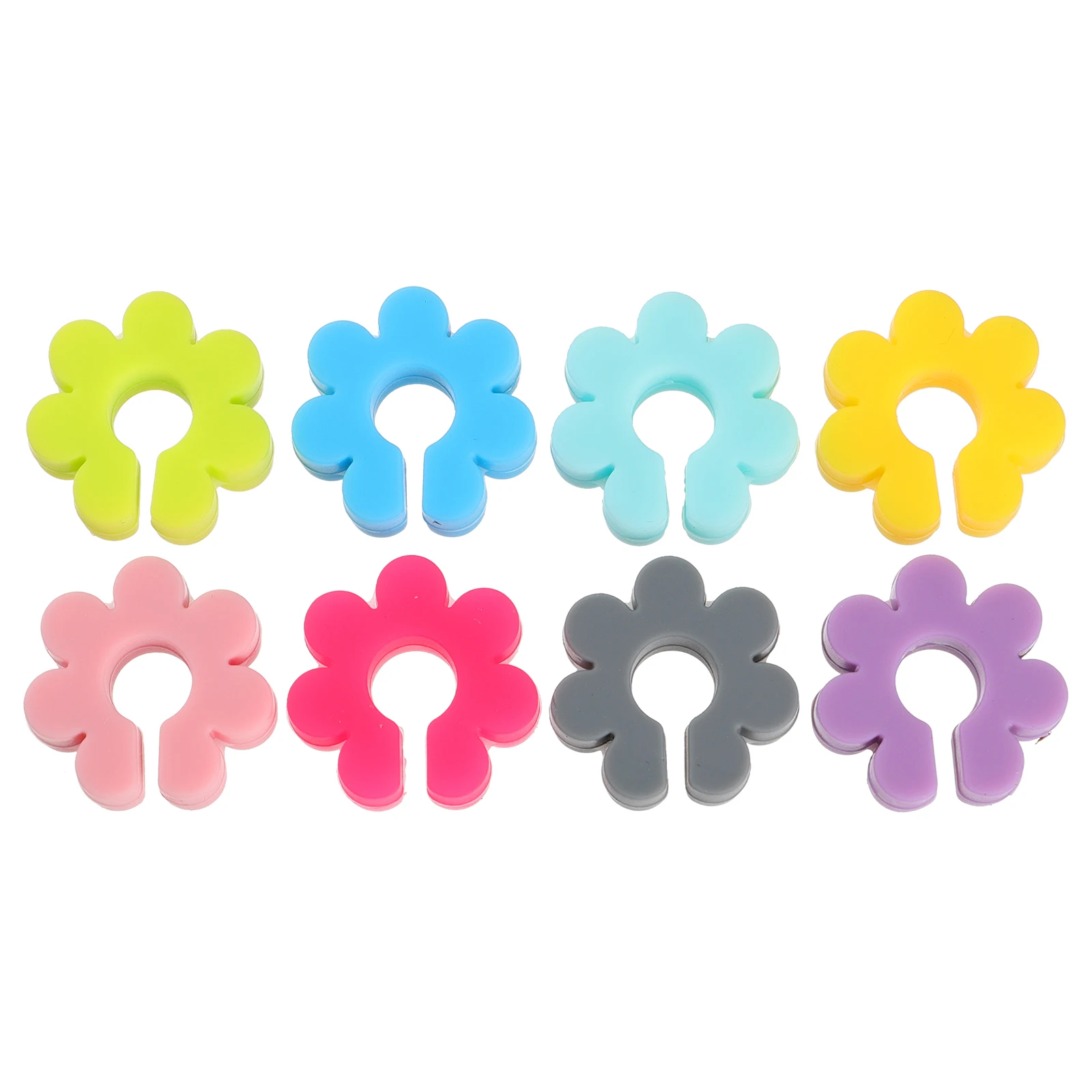 8Pcs Glasses Cup Labels Tags Silicone Flower Shape Wine Glass Charms Wine Cup Drink Markers for Outdoor Wedding Tray table